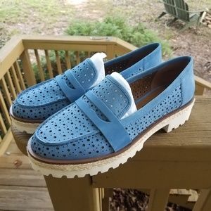 Blue Slip On Loafers
